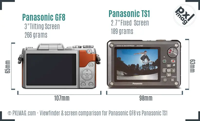 Panasonic GF8 vs Panasonic TS1 Screen and Viewfinder comparison