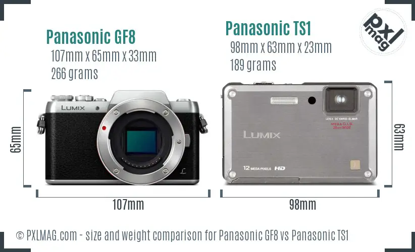 Panasonic GF8 vs Panasonic TS1 size comparison