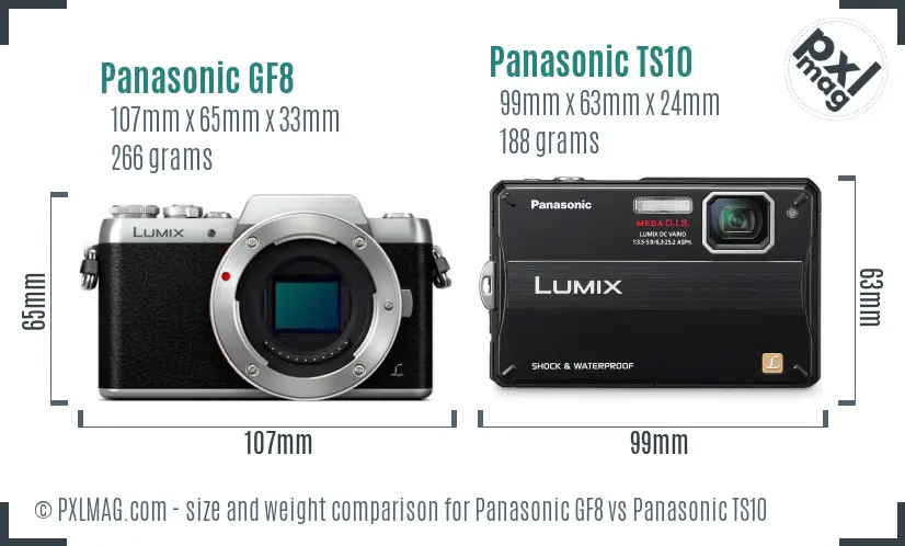 Panasonic GF8 vs Panasonic TS10 size comparison