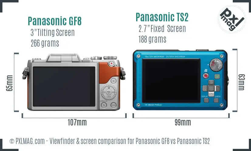 Panasonic GF8 vs Panasonic TS2 Screen and Viewfinder comparison