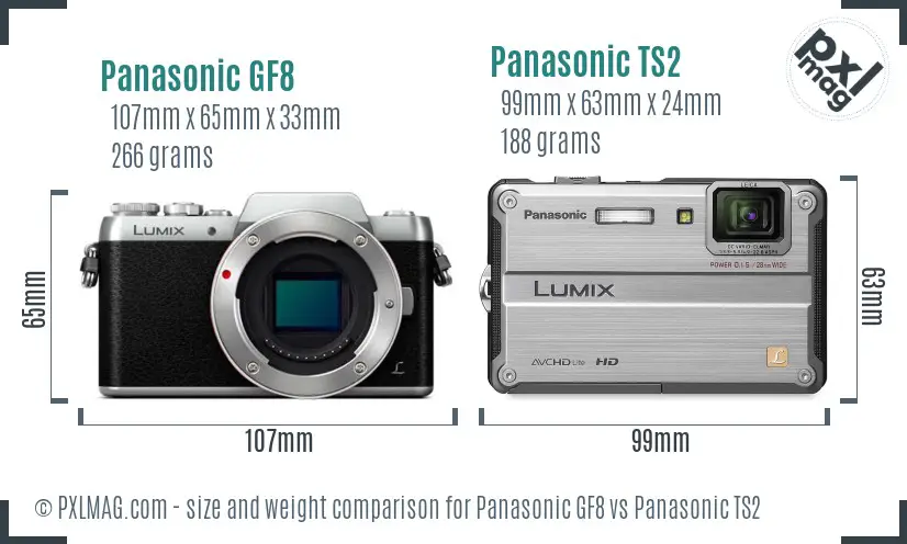 Panasonic GF8 vs Panasonic TS2 size comparison