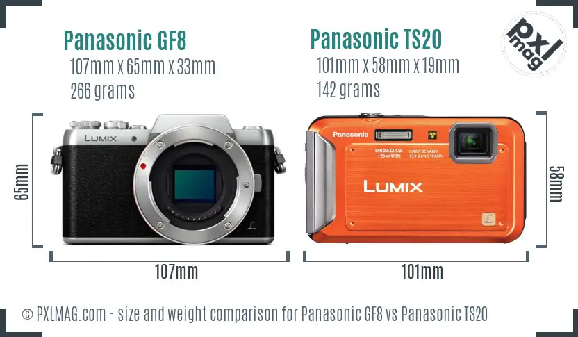 Panasonic GF8 vs Panasonic TS20 size comparison