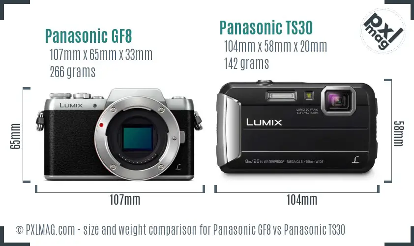 Panasonic GF8 vs Panasonic TS30 size comparison