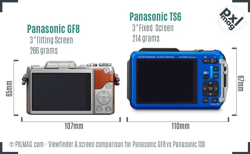 Panasonic GF8 vs Panasonic TS6 Screen and Viewfinder comparison