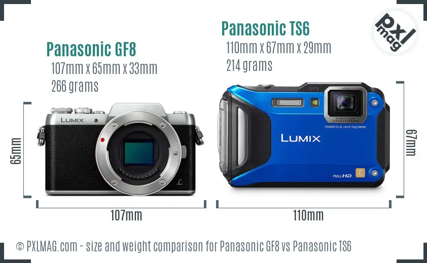 Panasonic GF8 vs Panasonic TS6 size comparison