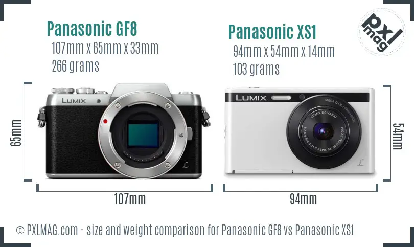 Panasonic GF8 vs Panasonic XS1 size comparison