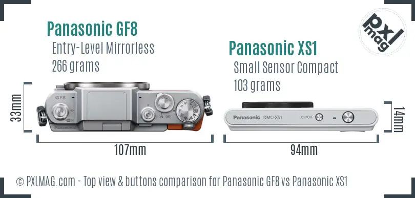 Panasonic GF8 vs Panasonic XS1 top view buttons comparison