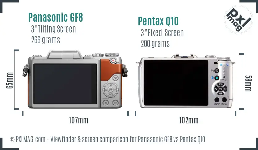 Panasonic GF8 vs Pentax Q10 Screen and Viewfinder comparison Panasonic GF8 vs Pentax Q10 Screen and Viewfinder comparison