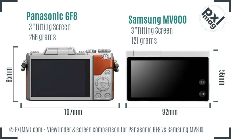 Panasonic GF8 vs Samsung MV800 Screen and Viewfinder comparison Panasonic GF8 vs Samsung MV800 Screen and Viewfinder comparison