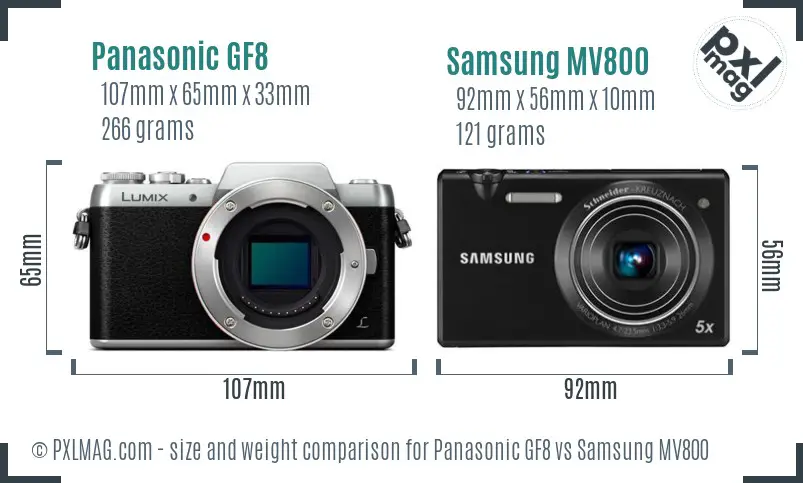 Panasonic GF8 vs Samsung MV800 size comparison Panasonic GF8 vs Samsung MV800 size comparison