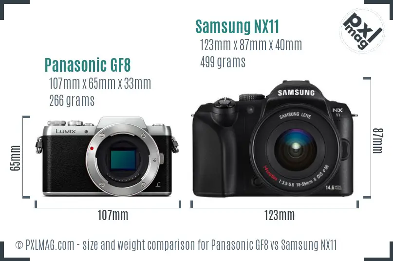 Panasonic GF8 vs Samsung NX11 size comparison