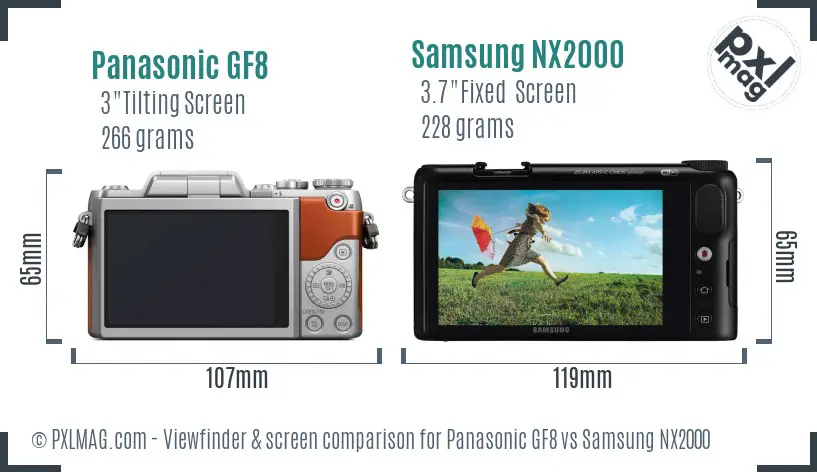 Panasonic GF8 vs Samsung NX2000 Screen and Viewfinder comparison Panasonic GF8 vs Samsung NX2000 Screen and Viewfinder comparison