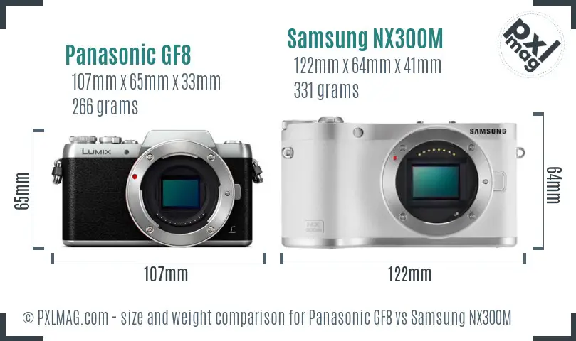 Panasonic GF8 vs Samsung NX300M size comparison