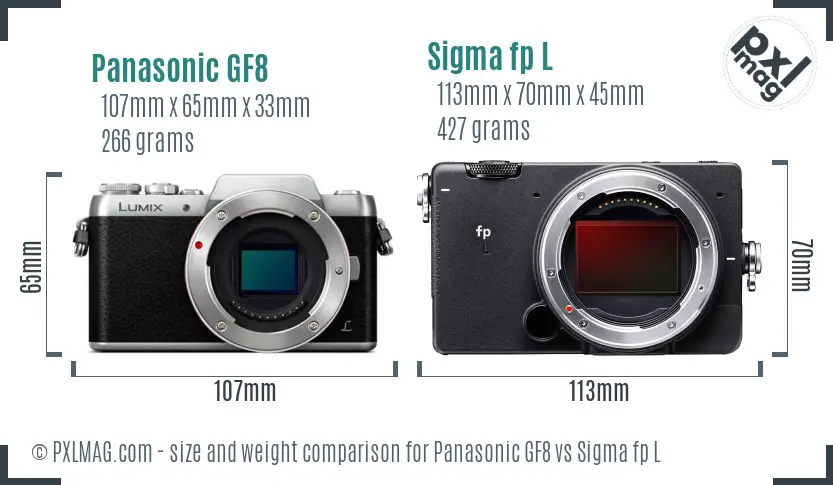 Panasonic GF8 vs Sigma fp L size comparison