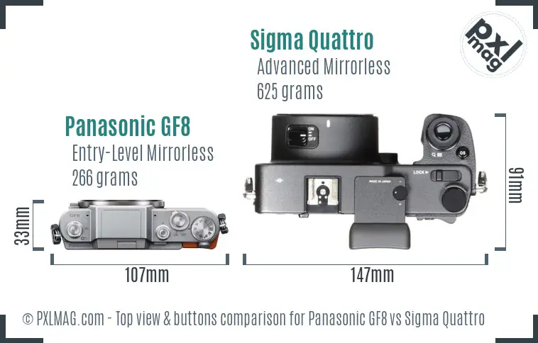 Panasonic GF8 vs Sigma Quattro top view buttons comparison