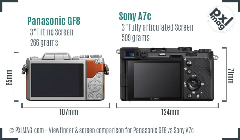 Panasonic GF8 vs Sony A7c Screen and Viewfinder comparison Panasonic GF8 vs Sony A7c Screen and Viewfinder comparison