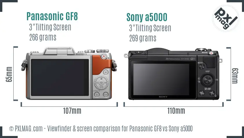 Panasonic GF8 vs Sony a5000 Screen and Viewfinder comparison Panasonic GF8 vs Sony a5000 Screen and Viewfinder comparison