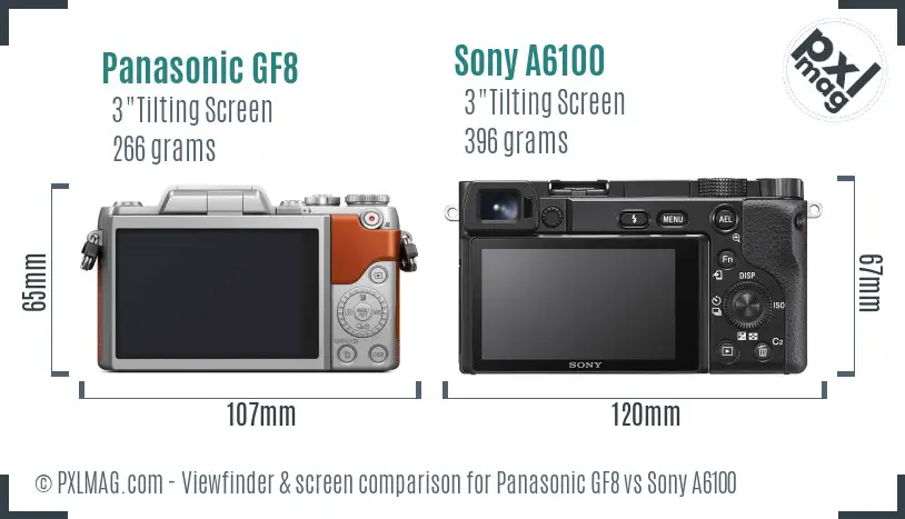 Panasonic GF8 vs Sony A6100 Screen and Viewfinder comparison Panasonic GF8 vs Sony A6100 Screen and Viewfinder comparison