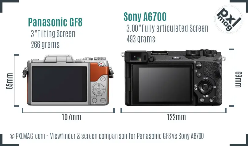 Panasonic GF8 vs Sony A6700 Screen and Viewfinder comparison Panasonic GF8 vs Sony A6700 Screen and Viewfinder comparison