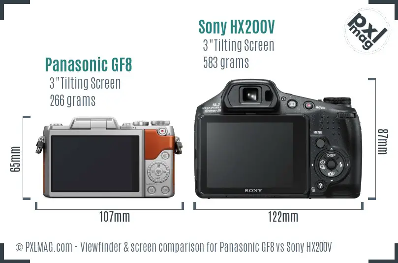 Panasonic GF8 vs Sony HX200V Screen and Viewfinder comparison Panasonic GF8 vs Sony HX200V Screen and Viewfinder comparison