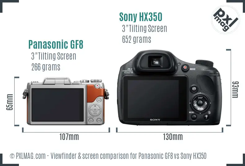 Panasonic GF8 vs Sony HX350 Screen and Viewfinder comparison Panasonic GF8 vs Sony HX350 Screen and Viewfinder comparison