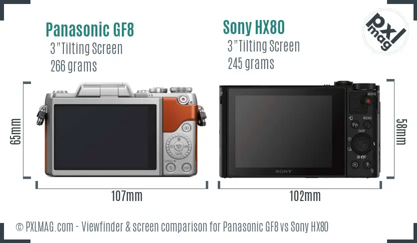 Panasonic GF8 vs Sony HX80 Screen and Viewfinder comparison