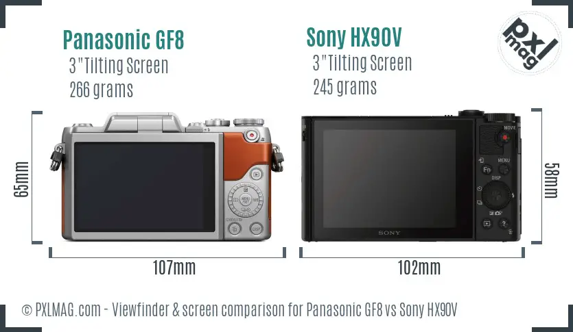 Panasonic GF8 vs Sony HX90V Screen and Viewfinder comparison Panasonic GF8 vs Sony HX90V Screen and Viewfinder comparison