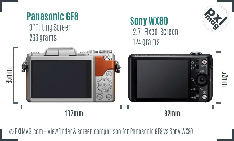 Panasonic GF8 vs Sony WX80 Screen and Viewfinder comparison Panasonic GF8 vs Sony WX80 Screen and Viewfinder comparison