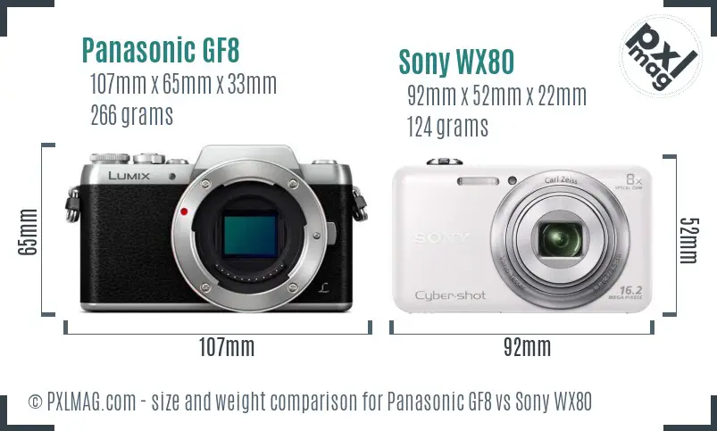 Panasonic GF8 vs Sony WX80 size comparison Panasonic GF8 vs Sony WX80 size comparison