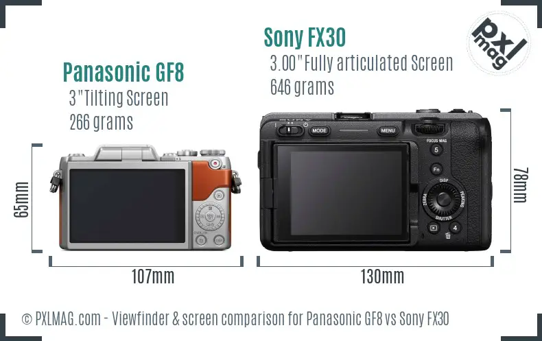 Panasonic GF8 vs Sony FX30 Screen and Viewfinder comparison