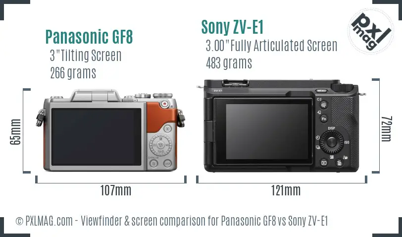 Panasonic GF8 vs Sony ZV-E1 Screen and Viewfinder comparison Panasonic GF8 vs Sony ZV-E1 Screen and Viewfinder comparison