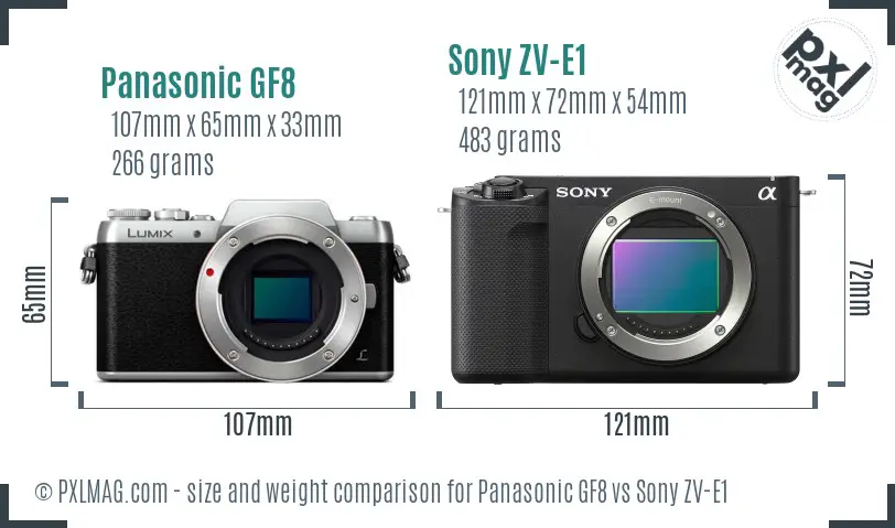 Panasonic GF8 vs Sony ZV-E1 size comparison Panasonic GF8 vs Sony ZV-E1 size comparison