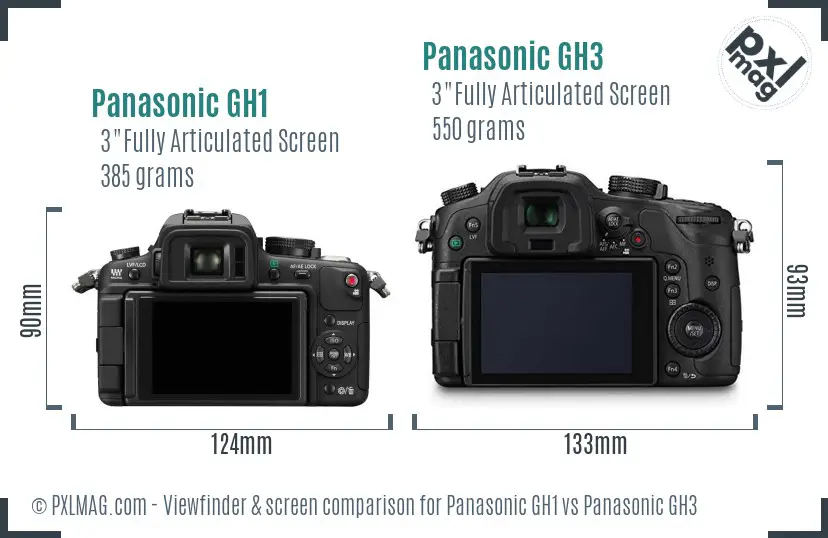 Panasonic GH1 vs Panasonic GH3 Screen and Viewfinder comparison