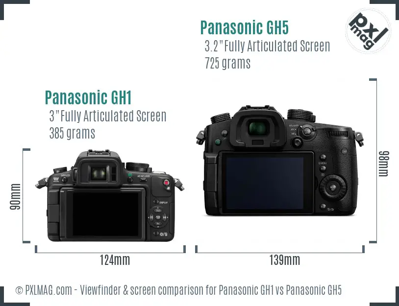 Panasonic GH1 vs Panasonic GH5 Screen and Viewfinder comparison
