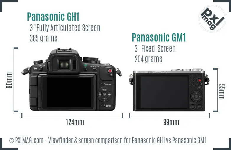 Panasonic GH1 vs Panasonic GM1 Screen and Viewfinder comparison