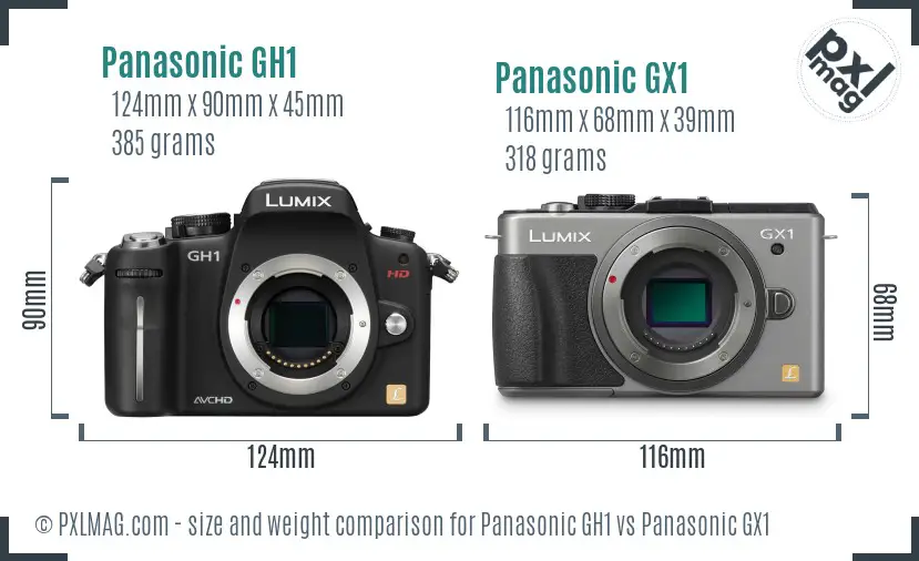 Panasonic GH1 vs Panasonic GX1 size comparison