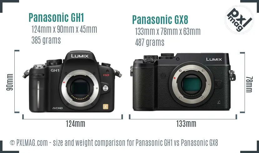 Panasonic GH1 vs Panasonic GX8 size comparison