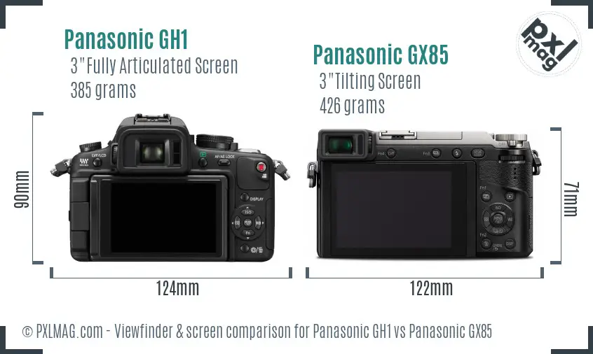 Panasonic GH1 vs Panasonic GX85 Screen and Viewfinder comparison