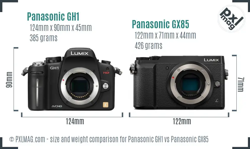 Panasonic GH1 vs Panasonic GX85 size comparison