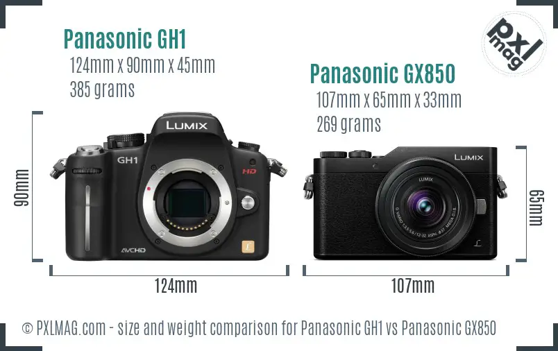 Panasonic GH1 vs Panasonic GX850 size comparison