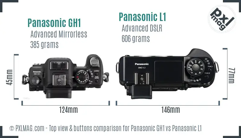 Panasonic GH1 vs Panasonic L1 top view buttons comparison