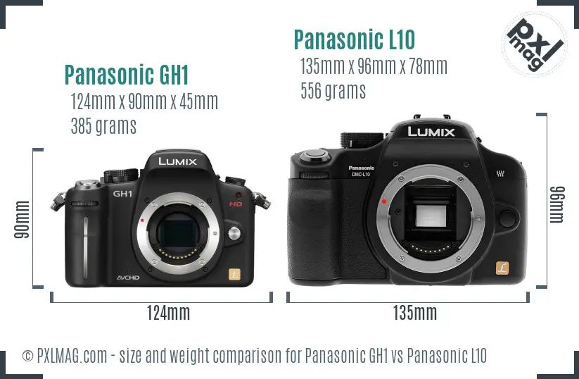 Panasonic GH1 vs Panasonic L10 size comparison