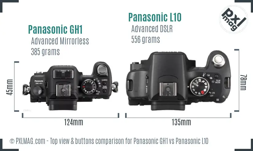 Panasonic GH1 vs Panasonic L10 top view buttons comparison