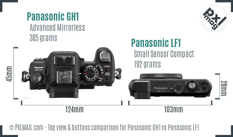 Panasonic GH1 vs Panasonic LF1 top view buttons comparison