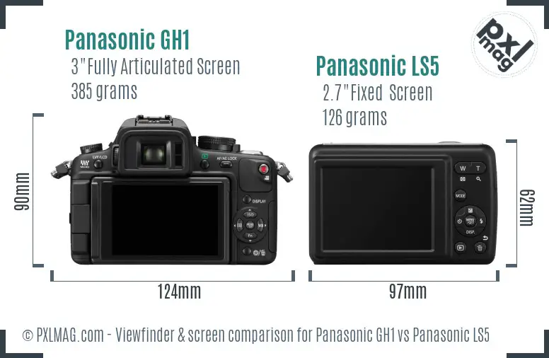 Panasonic GH1 vs Panasonic LS5 Screen and Viewfinder comparison