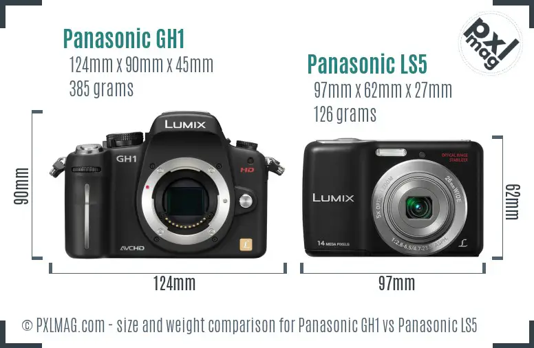Panasonic GH1 vs Panasonic LS5 size comparison