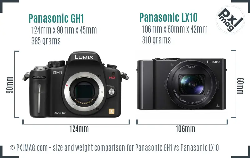 Panasonic GH1 vs Panasonic LX10 size comparison