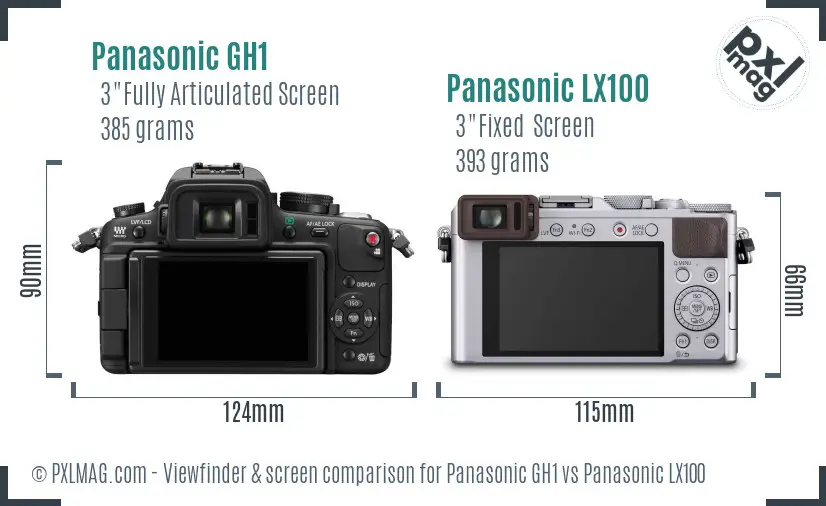 Panasonic GH1 vs Panasonic LX100 Screen and Viewfinder comparison