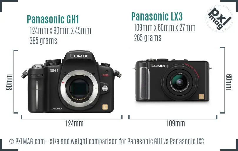 Panasonic GH1 vs Panasonic LX3 size comparison