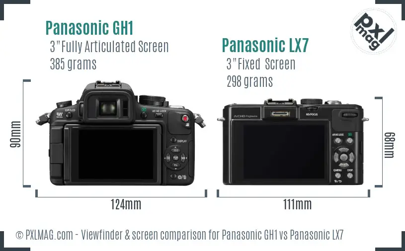 Panasonic GH1 vs Panasonic LX7 Screen and Viewfinder comparison